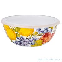 Миска 20 х 9 см с пластиковой с пластиковой крышкой эмалированная 1,7 л &quot;agness /фландрия /фрукты&quot; / 225328