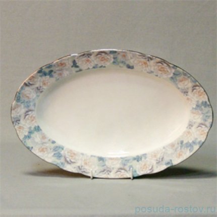Блюдо 24 см овальное &quot;Роза /Голубая роза /платина&quot; / 232337