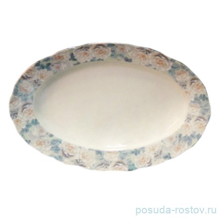 Блюдо 24 см овальное &quot;Роза /Голубая роза /платина&quot; / 232337