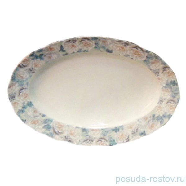 Блюдо 24 см овальное "Роза /Голубая роза /платина" / 232337
