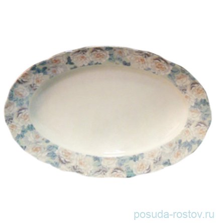 Блюдо 24 см овальное &quot;Роза /Голубая роза /платина&quot; / 232337