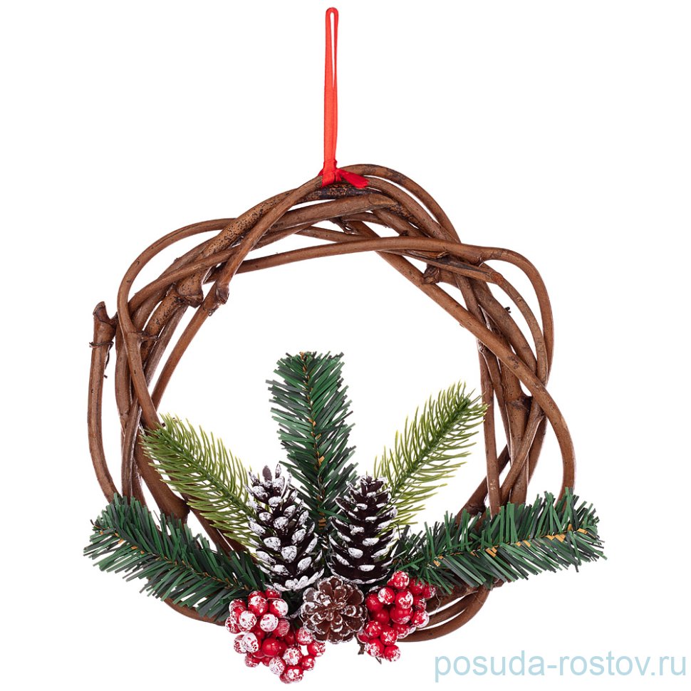 Декоративное изделие 25 см "Венок с шишками и ягодами" / 262763