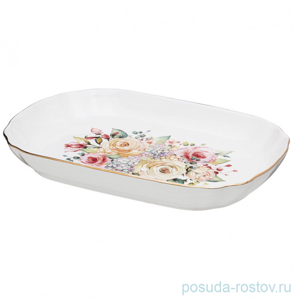 Блюдо 25,5 см прямоугольное глубокое "Времена года /Букет" / 234899