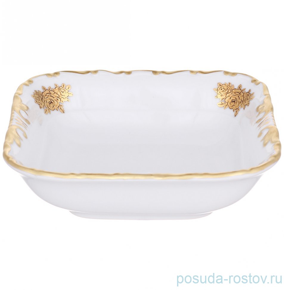 Салатник 13 см квадратный "Аляска /Золотые розочки" / 309891 Салатник 13 см квадратный "Аляска /Золотые розочки" / 309891