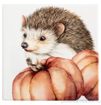 Подставка под кружку 11 см квадратная белая &quot;Еж /Autumn forest&quot; / 378603