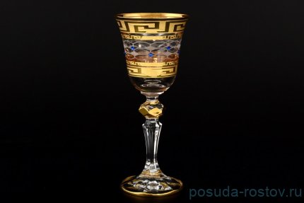 Рюмки 60 мл 6 шт &quot;Кристина /Версаче золото /Синие стразы&quot; R-G / 053239