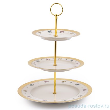 Этажерка 3-х ярусная &quot;Констанц /Цветы /золото&quot; крем  / 253156