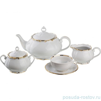 Чайный сервиз на 6 персон 15 предметов &quot;Симона /Отводка золото&quot;  / 171197