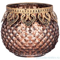 Подсвечник 10 х 10 х 8,5 см &quot;бухара&quot; с металлическими элементами коричневый / 272864