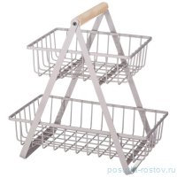 Корзина для фруктов 27,5 х 17,5 х 29 см с деревянной ручкой черная Agness / 354507