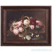Картина 30 х 40 см &quot;Корзина с цветами&quot; /рамка венге с бронзой / 275084