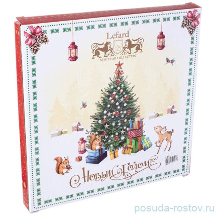 Тарелка 26 см красная &quot;с новым годом! /елка&quot; / 254404