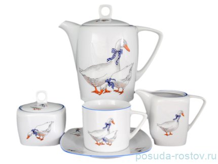 Кофейный сервиз на 6 персон 15 предметов &quot;Тетра /Гуси&quot;  / 059891