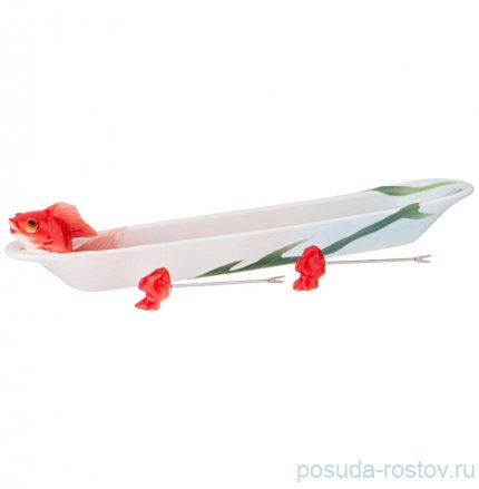 Блюдо 30 см овальное с 2 вилочками &quot;Золотая рыбка&quot; / 282877