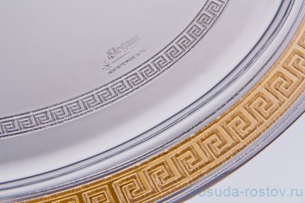 Поднос 34 х 26 см овальный с ручками &quot;Атена Голд&quot; нерж. сталь  / 030257