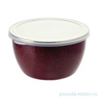 Миска с пластиковой крышкой эмалированная без ручек 1,7 л &quot;Бордо&quot; / 281688