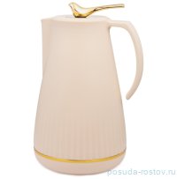 Термос 950 мл со стеклянной колбой крышка с клапаном бежевый Agness / 380077