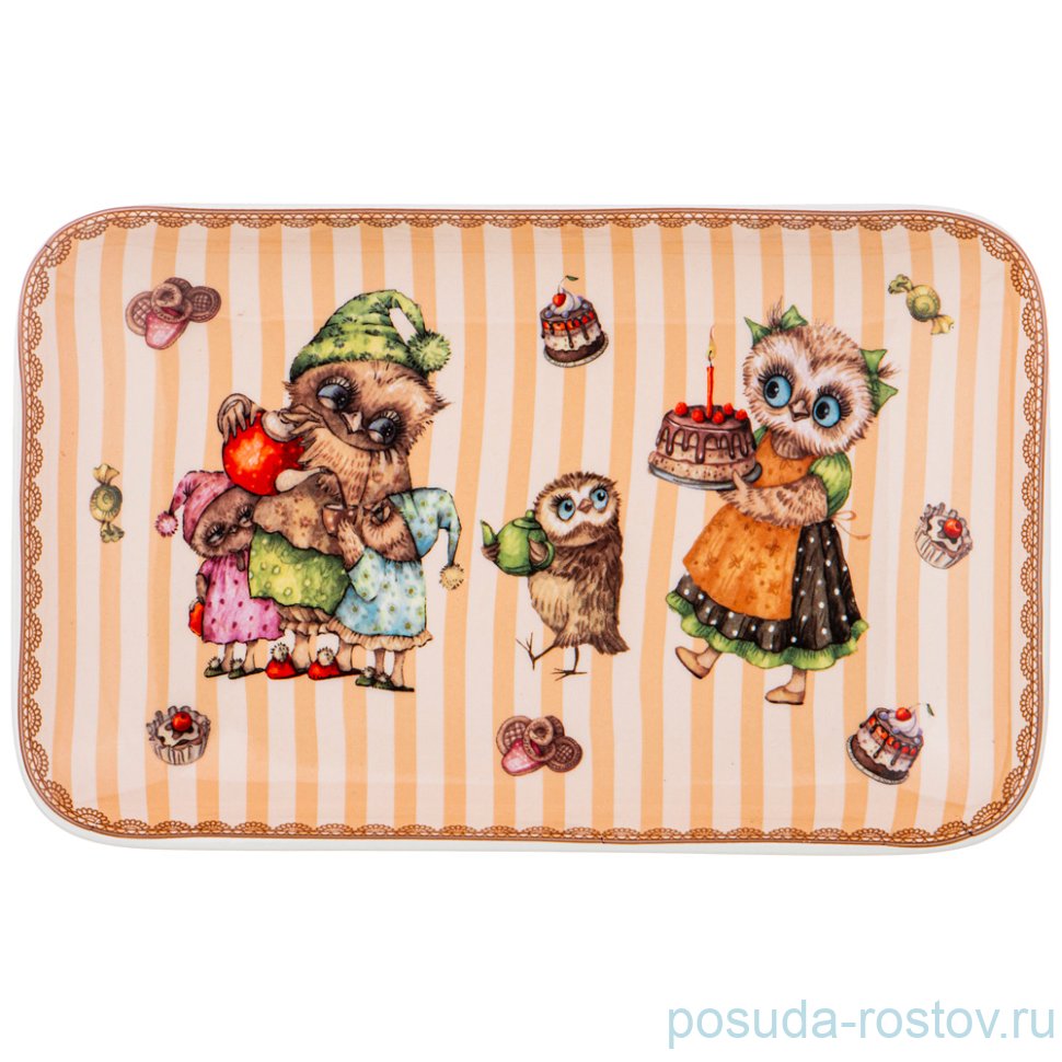 Блюдо 20,5 х 13 см прямоугольное "совушки" / 225648
