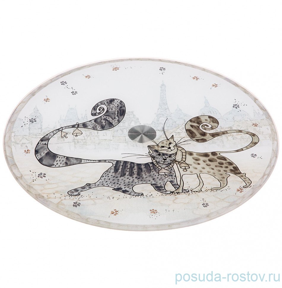 Блюдо 32 х 3 см вращающееся круглое "Котики" / 224878