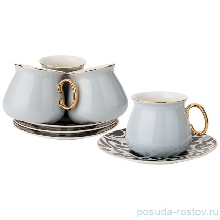 Набор чайных пар 220 мл 4 шт светло-серый / 198936