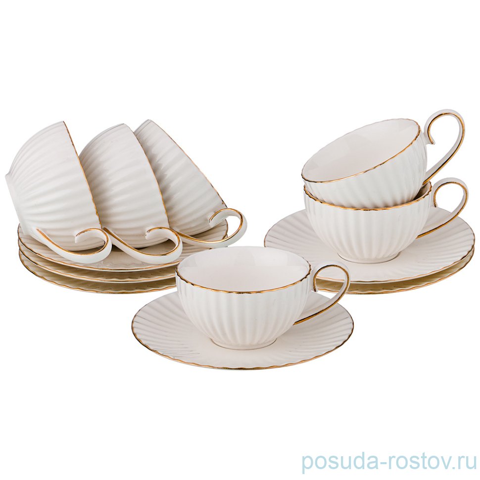 Набор кофейных пар 110 мл 6 шт "Отводка золото" / 194587