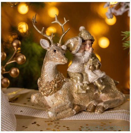 Статуэтка 14,5 х 7 х 14 см &quot;Дети на олене&quot;  / 379526