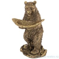 Подставка для мелочей 45 см &quot;Мишка с рыбой&quot; /бронза с позолотой / 273615