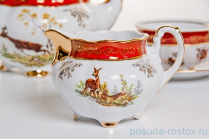 Чайный сервиз на 6 персон 15 предметов &quot;Мария /Охота красная&quot; (220 мл) / 038629