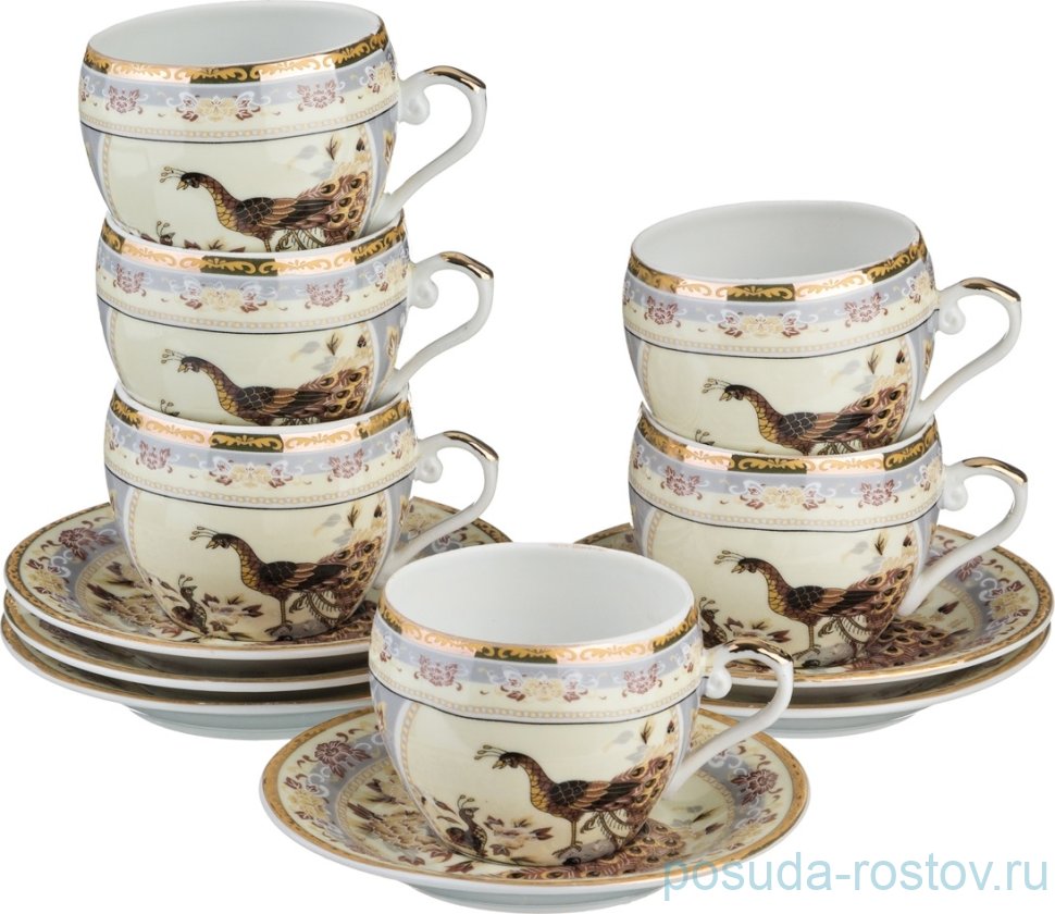 Набор кофейных пар 100 мл 6 шт "павлин" / 192906 Набор кофейных пар 100 мл 6 шт "павлин" / 192906