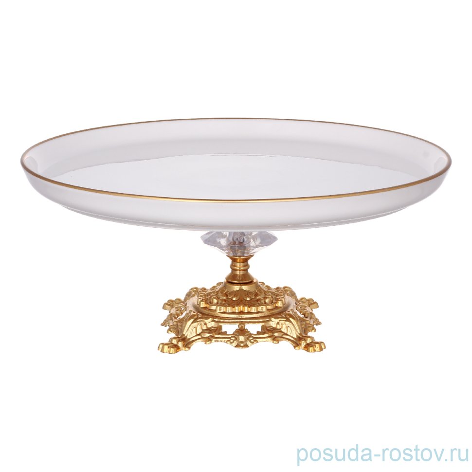 Тортница 25 см н/н белая "Отводка золото" / 287727