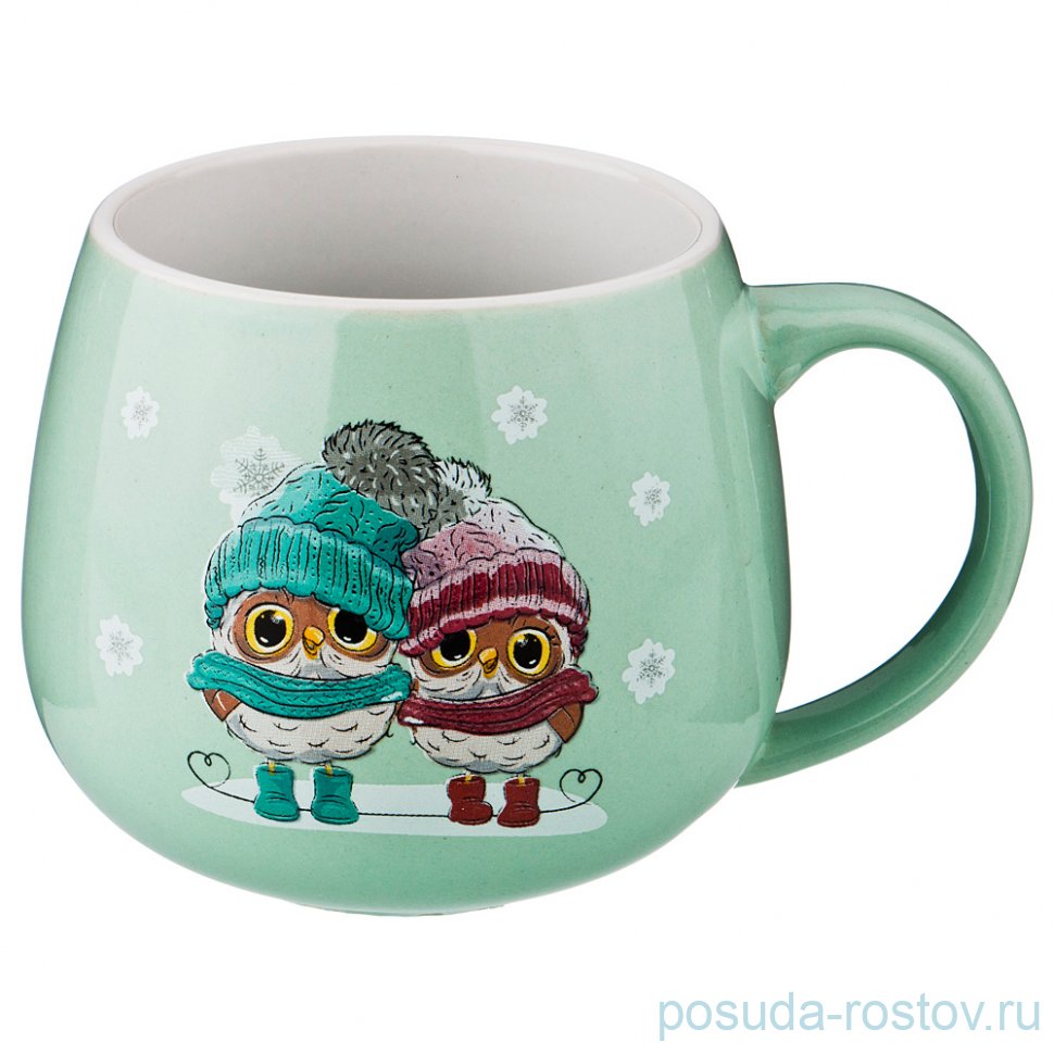 Кружка 350 мл "милые совята /зелёный" / 197395
