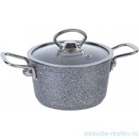 Кастрюля 16 х 8,5 см стеклянная крышка антипригарное покрытие 1,4 л серая &quot;GRANITE SINGLES&quot; / 295729