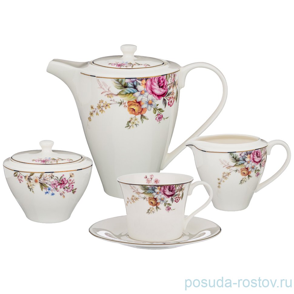 Чайный сервиз на 6 персон 15 предметов "бабочки и цветы" / 186238 Чайный сервиз на 6 персон 15 предметов "бабочки и цветы" / 186238