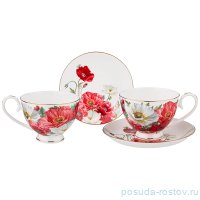 Набор чайных пар 250 мл 2 шт белые &quot;маки&quot; / 272507
