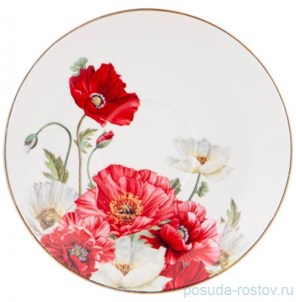 Набор чайных пар 250 мл 2 шт белые &quot;маки&quot; / 272507