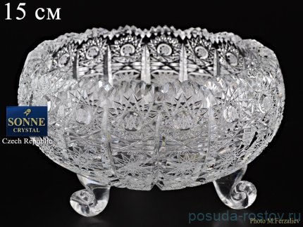 Вазочка 15 см на 3-х ножках &quot;S.Crystal /Хрусталь резной&quot; / 060348