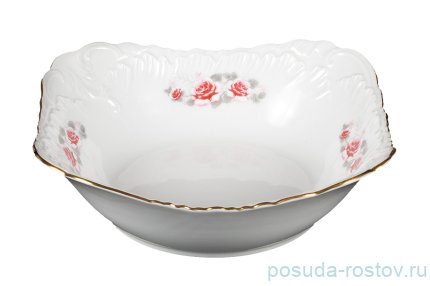 Салатник 24 см квадратный &quot;Рококо /577 /Серая роза /золото&quot; / 127652