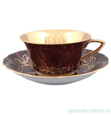 Чайная пара 100 мл &quot;Виндзор /Золотые цветы /шоколад&quot; / 158702