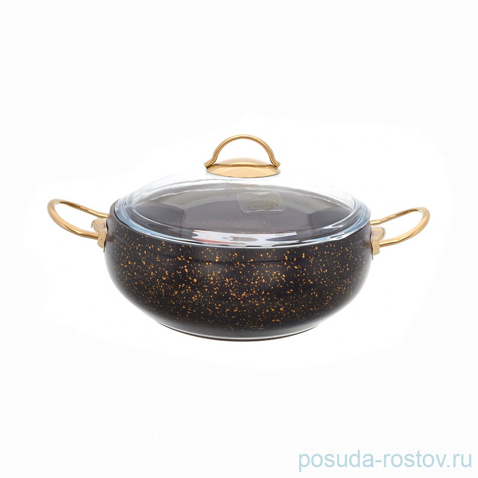 Кастрюля 24 см с крышкой антипригарное покрытие чёрная "Leydi /Repast" / 236538