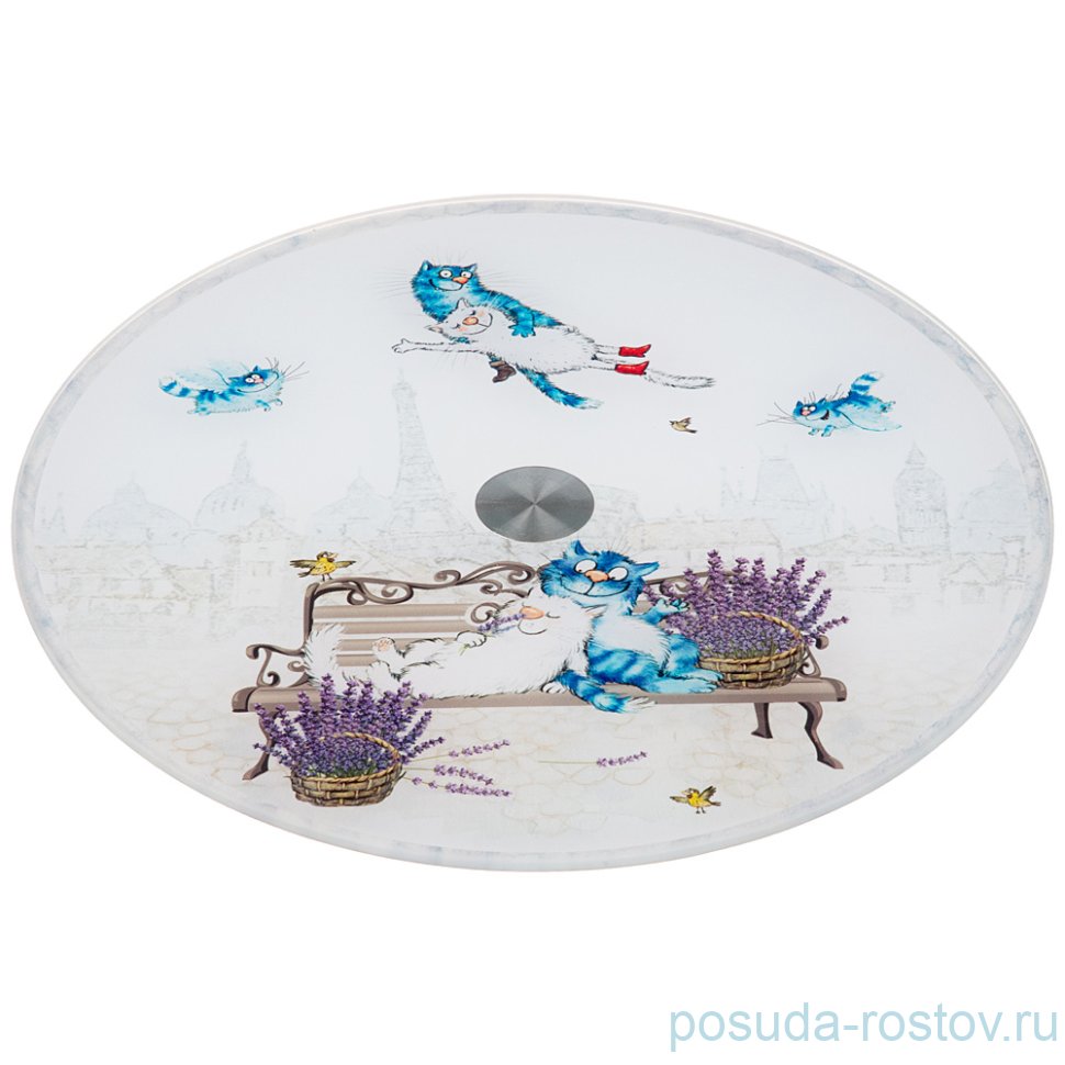 Блюдо 25 х 2,5 см вращающееся "Синие коты" / 224890