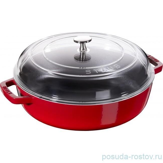 Сотейник 28 см со стеклянной крышкой вишневый "STAUB" / 235413 Сотейник 28 см со стеклянной крышкой вишневый "STAUB" / 235413