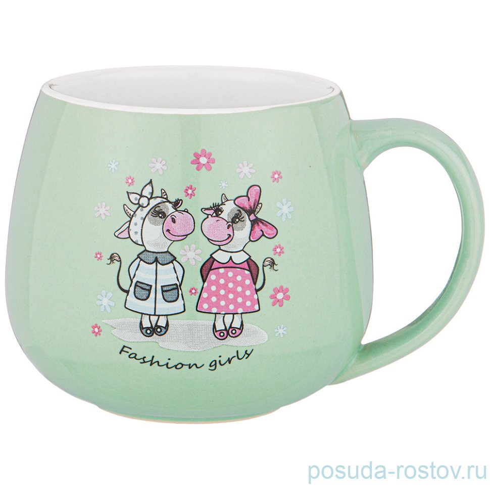 Кружка 350 мл "милая коровка /зеленая" / 227183