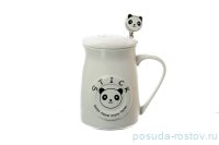 Кружка 400 мл с крышкой и ложкой &quot;Stick /Bears mave many faces&quot; белая / 140342