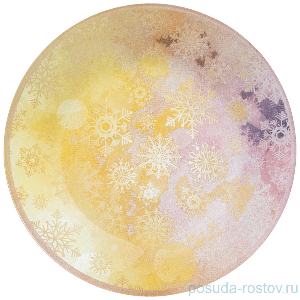 Тарелка 20 см жёлтая "Новогодний калейдоскоп /Снежинки" / 268456