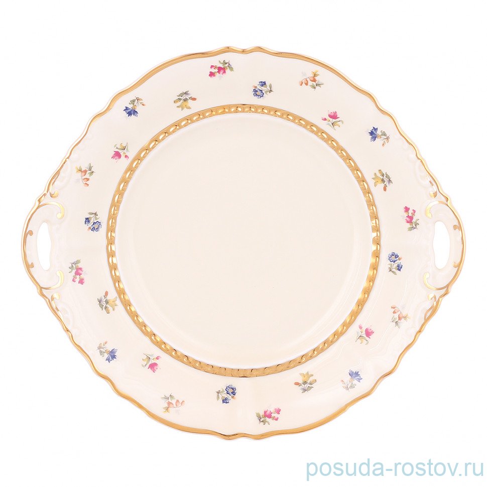 Пирожкова тарелка 27 см "Соната /Мелкие цветы /золото /СК" / 348675