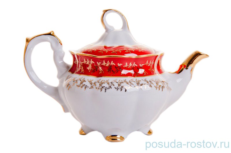 Заварочный чайник 1,1 л "Мария /Красная с золотыми листиками" / 043889