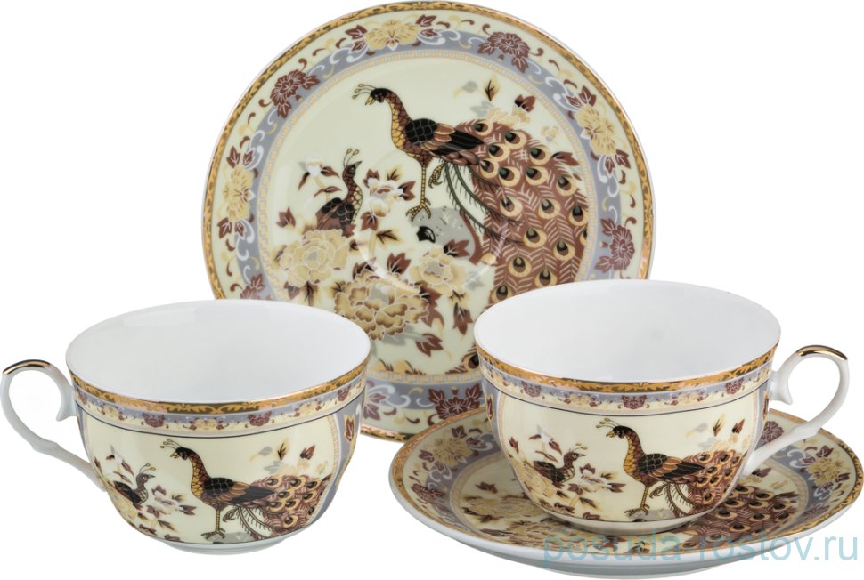 Набор чайных пар 230 мл 2 шт "Павлин" / 197617