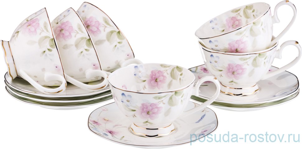 Набор чайных пар 250 мл 6 шт "Луговые цветы" / 189219