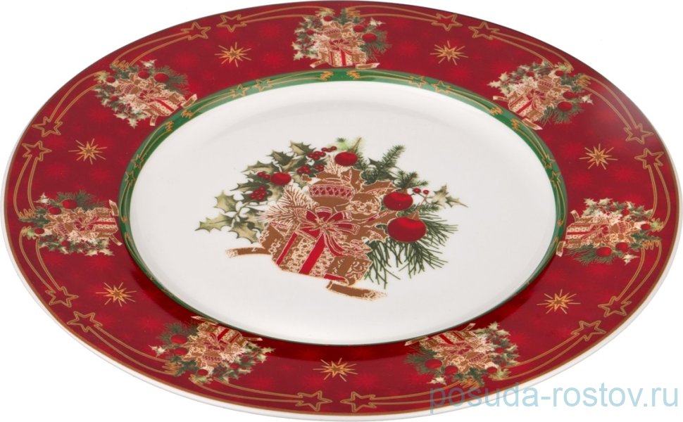 Тарелка 26 см 1 шт красная "Christmas Collection /Подарок" / 192380
