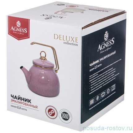 Чайник 2,3 л эмалированный розовый &quot;Agness /Deluxe&quot; / 220894
